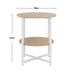 EONLION Small Sofa Side Table Coffee End Round in Light Oak - Size: 100 cm - thumbnail 2