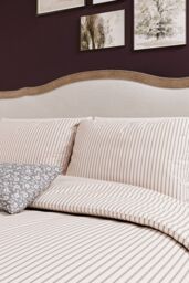 Helena Springfield 'Ticking Stripe' Cotton Duvet Cover Set in Grey - Size: Super King - thumbnail 2
