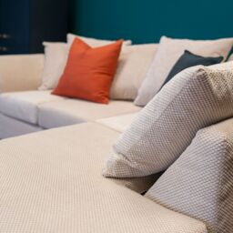 Abakus Direct Jumbo Grid Left Hand Corner Sofa with Plush Cushions in 3 Colours in Beige - thumbnail 2