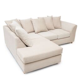 Abakus Direct Jumbo Grid Left Hand Corner Sofa with Plush Cushions in 3 Colours in Beige - thumbnail 6