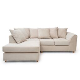 Abakus Direct Jumbo Grid Left Hand Corner Sofa with Plush Cushions in 3 Colours in Beige - thumbnail 3
