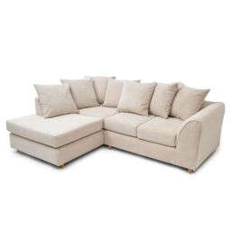 Abakus Direct Jumbo Grid Left Hand Corner Sofa with Plush Cushions in 3 Colours in Beige - thumbnail 4