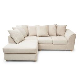 Abakus Direct Jumbo Grid Left Hand Corner Sofa with Plush Cushions in 3 Colours in Beige - thumbnail 5