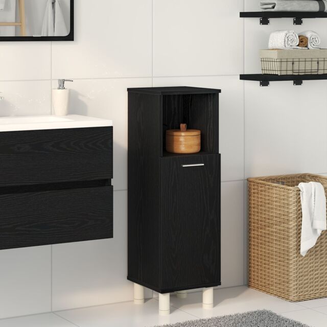 Berkfield Home Bathroom Cabinet Black Oak Engineered wood with black oak finish - image 1