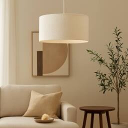 CGC Lighting Petra 45cm Large White Boucle Ceiling or Table Lamp Shade in Natural White - thumbnail 3