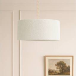 CGC Lighting Petra 45cm Large White Boucle Ceiling or Table Lamp Shade in Natural White - thumbnail 2