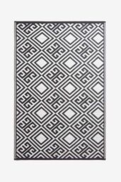 Homescapes Luxury Outdoor Rug Waterproof Reversible for Garden, Black Geometric - Size: 120 cm x 180 cm