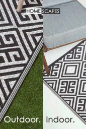 Homescapes Luxury Outdoor Rug Waterproof Reversible for Garden, Black Geometric - Size: 120 cm x 180 cm - thumbnail 5