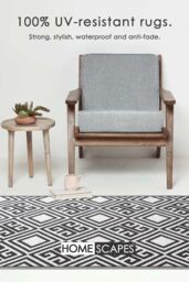 Homescapes Luxury Outdoor Rug Waterproof Reversible for Garden, Black Geometric - Size: 120 cm x 180 cm - thumbnail 3