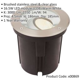 Loops Stainless Steel Drive Over IP67 Ground Light - 16.5W Warm White Tilting Head LED in Metallics - thumbnail 2