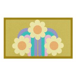 Artsy Mats Elizabeth Olwen Three Flowers Indoor/Outdoor Doormat (70x40cm) in Mustard - Size: 40 cm x 70 cm - thumbnail 2