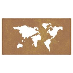 Berkfield Home Garden Wall Decoration 105x55 cm Corten Steel World Map Design in Brown - thumbnail 5