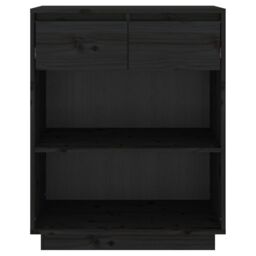 Berkfield Home Console Cabinet Black 60x34x75 cm Solid Wood Pine - Size: 60 x 34 x 75 cm - thumbnail 5