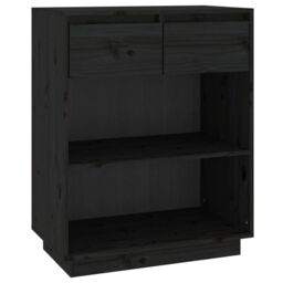 Berkfield Home Console Cabinet Black 60x34x75 cm Solid Wood Pine - Size: 60 x 34 x 75 cm - thumbnail 2