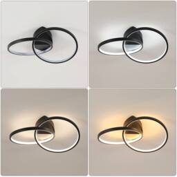 Pheashine Black Sleek Circular LED Ceiling Light 23W Remote Dimmable 54x35x12cm - Size: 54 x 35 x 12 cm - thumbnail 3