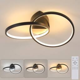 Pheashine Black Sleek Circular LED Ceiling Light 23W Remote Dimmable 54x35x12cm - Size: 54 x 35 x 12 cm - thumbnail 1