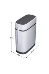 ExtraStar Slim Plastic Trash Can with Built-in Toilet Brush in White - thumbnail 5