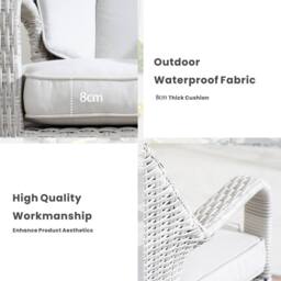 Direct Wicker 2-Piece Outdoor PE Rattan Dining Chairs in Warm White - Size: 1 Pack - thumbnail 4