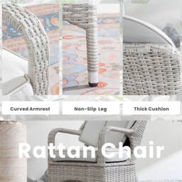 Direct Wicker 2-Piece Outdoor PE Rattan Dining Chairs in Warm White - Size: 1 Pack - thumbnail 5