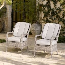 Direct Wicker 2-Piece Outdoor PE Rattan Dining Chairs in Warm White - Size: 1 Pack - thumbnail 1