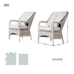 Direct Wicker 2-Piece Outdoor PE Rattan Dining Chairs in Warm White - Size: 1 Pack - thumbnail 2