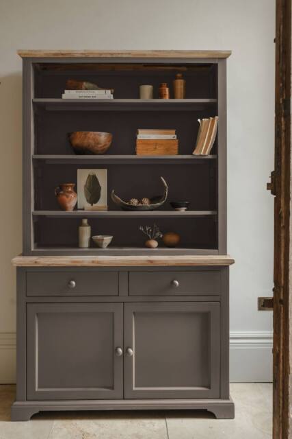Statement Furniture Florence Display Cabinet with Height Adjustable Shelves & Cupboard in Light Grey - image 1