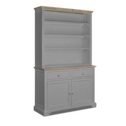 Statement Furniture Florence Display Cabinet with Height Adjustable Shelves & Cupboard in Light Grey - thumbnail 2