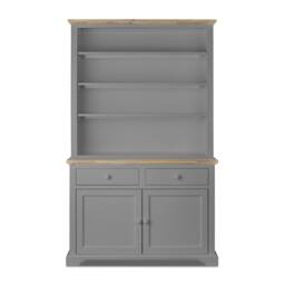 Statement Furniture Florence Display Cabinet with Height Adjustable Shelves & Cupboard in Light Grey - thumbnail 3