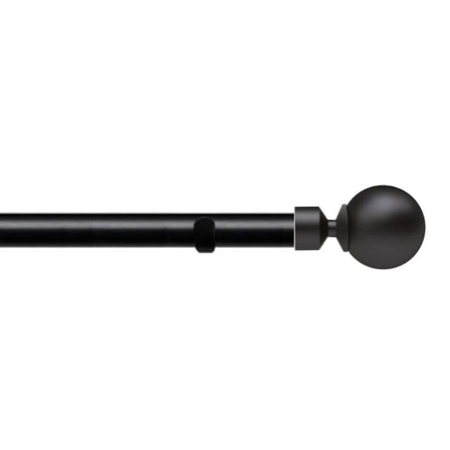 New Edge Blinds 28mm Fixed Length Metal Eyelet Curtain Pole Set - Met Ball Finial in Black - Size: 100 cm - image 1