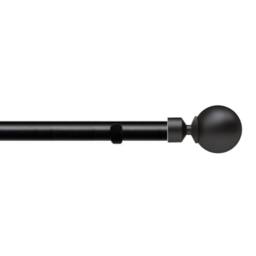 New Edge Blinds 28mm Fixed Length Metal Eyelet Curtain Pole Set - Met Ball Finial in Black - Size: 100 cm - thumbnail 1