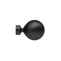New Edge Blinds 28mm Fixed Length Metal Eyelet Curtain Pole Set - Met Ball Finial in Black - Size: 100 cm - thumbnail 2