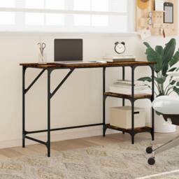 Berkfield Home Decorative Desk Smoked Oak 120x50x75 cm Metal & Engineered Wood in Brown - Size: 120 x 50 x 75 cm - thumbnail 1