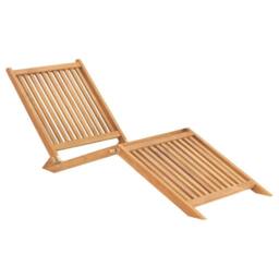 Berkfield Home Sun Lounger Solid Teak Wood in Brown - thumbnail 2