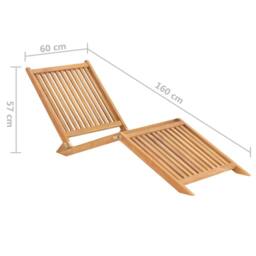 Berkfield Home Sun Lounger Solid Teak Wood in Brown - thumbnail 8