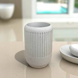 Showerdrape Alexandria 2 Piece Bathroom Accessory Set - Soap Dispenser & Tumbler in Stone - thumbnail 3