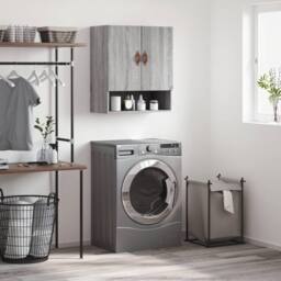 Berkfield Home Wall Cabinet Grey Sonoma 60x31x70 cm Engineered Wood - Size: 60 x 31 x 70 cm - thumbnail 2