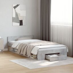 Berkfield Home Bed Frame with Drawer without Mattress Concrete Grey 90x190 cm Single - thumbnail 1