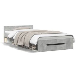 Berkfield Home Bed Frame with Drawer without Mattress Concrete Grey 90x190 cm Single - thumbnail 2