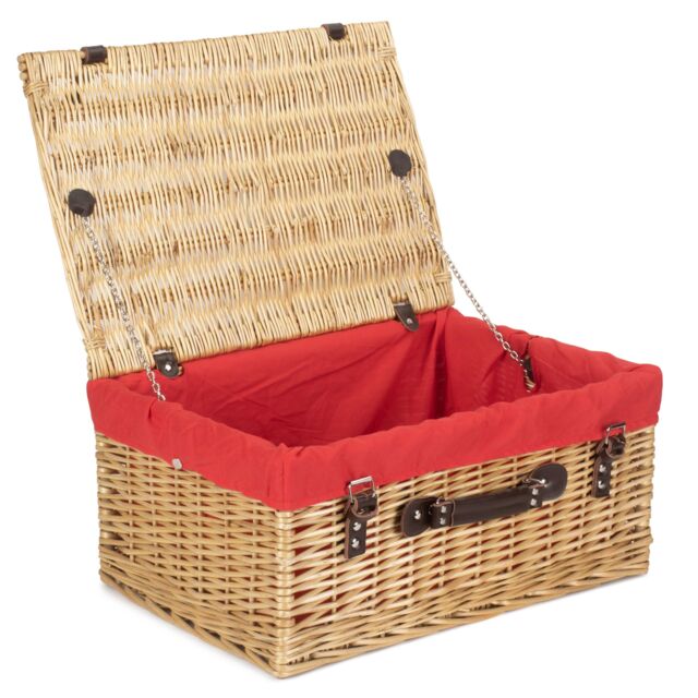 Red Hamper Wicker 51cm Buff Picnic Basket with Cotton Lining in Red - image 1