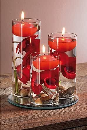 red floating candles set of 6