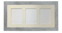 Frames & Mirrors 4U Metro Mineral Grey Frame with Ivory Mount for 3 Image Sizes 7 x 5 Inch in Mid Grey