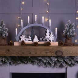 Netagon Battery Powered Wooden Festive Candle Bridge in Grey - thumbnail 4