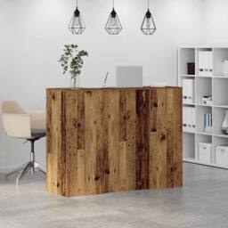 Berkfield Home Reception Desk Old Wood 135x50x103.5 cm Engineered Wood in Brown - thumbnail 4