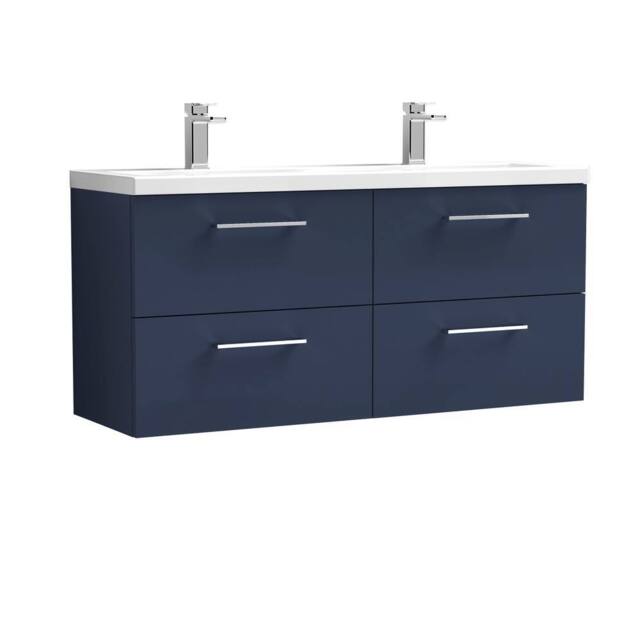 Balterley Level 1200mm Wall Hung 4 Drawer Unit with Double Basin - Midnight Blue - image 1