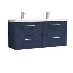 Balterley Level 1200mm Wall Hung 4 Drawer Unit with Double Basin - Midnight Blue - thumbnail 1