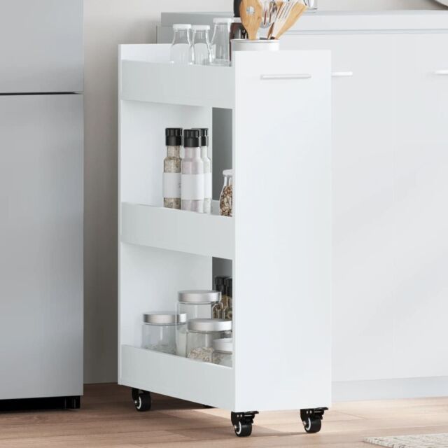 Berkfield Home Cabinet with Wheels White 60x22x79 cm Engineered Wood - Size: 60 x 22 x 79 cm - image 1