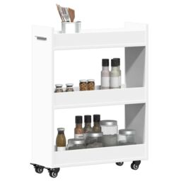 Berkfield Home Cabinet with Wheels White 60x22x79 cm Engineered Wood - Size: 60 x 22 x 79 cm - thumbnail 4