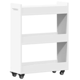 Berkfield Home Cabinet with Wheels White 60x22x79 cm Engineered Wood - Size: 60 x 22 x 79 cm - thumbnail 2
