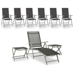 Berkfield Home 9 Piece Garden Lounge Set Black & Silver - thumbnail 1