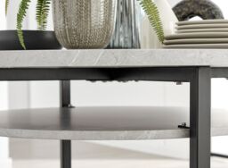 FurnitureboxUK Adley Grey Concrete Effect Round Dining Table & 4 Corona Silver Chairs in White - thumbnail 3